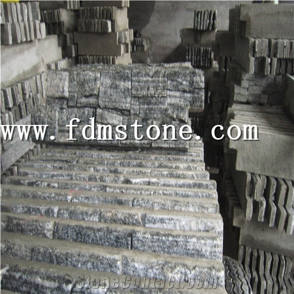 China Tiger Yellow Slate Concrete Base Wall Stone, Z Shape Cement Base Culture Stone, Yellow Gneiss Culture Stone
