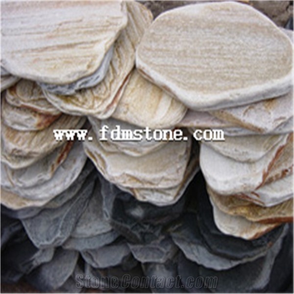 Chinese Natural Irregular Shaped Red Slate Pavers, Round Stepping Flagstone
