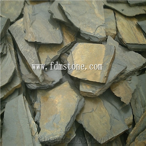 Chinese Natural Irregular Shaped Red Slate Pavers, Round Stepping Flagstone