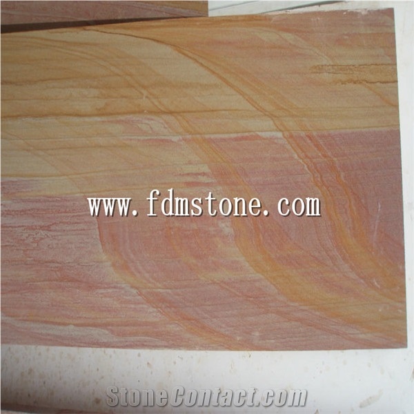 Crazy Paver Pink Rainbow Sandstone,Flagstone on Mesh,Flagstone Pation Tile Organic Stepper