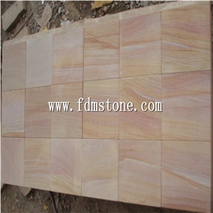Crazy Paver Pink Rainbow Sandstone,Flagstone on Mesh,Flagstone Pation Tile Organic Stepper