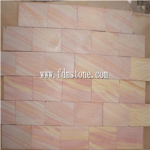 Crazy Paver Pink Rainbow Sandstone,Flagstone on Mesh,Flagstone Pation Tile Organic Stepper