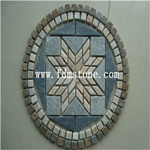 Factory Price Trapezoid Yellow Slate Mosaic on Mesh