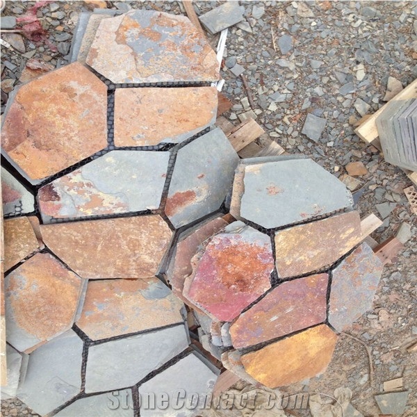 Flagstone Mat Mesh Stone Tile/Cheap Driveway Paving Stone