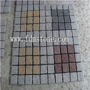 Flamed Black Flagstone with Mesh Backing,Exterior Cube Stone Pattern
