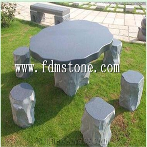 Garden Stone Bench, Grey Granite Bench & Table