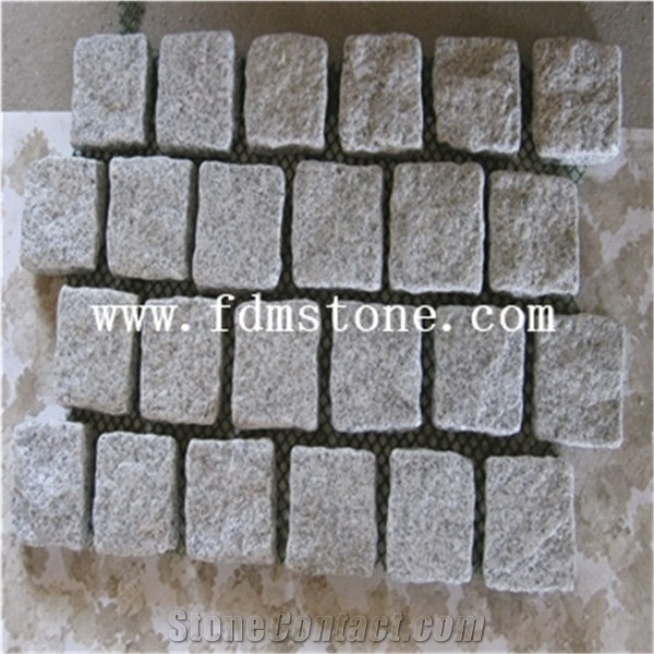 Grey Colour Granite G603 Cobble Stone with Mesh China Grey Grantie Cube Stone