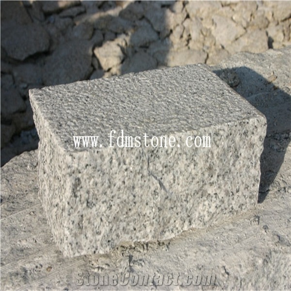 Grey Colour Granite G603 Cobble Stone with Mesh China Grey Grantie Cube Stone