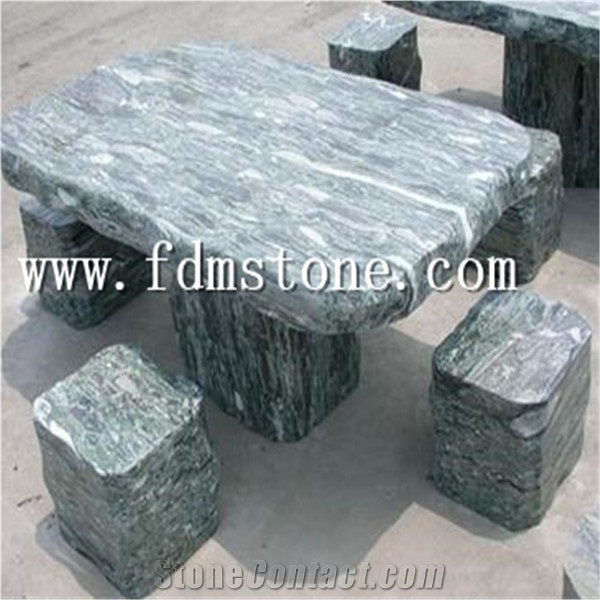 Grey Granite Table & Chairs, Stone Table, Landscaping Bench & Table
