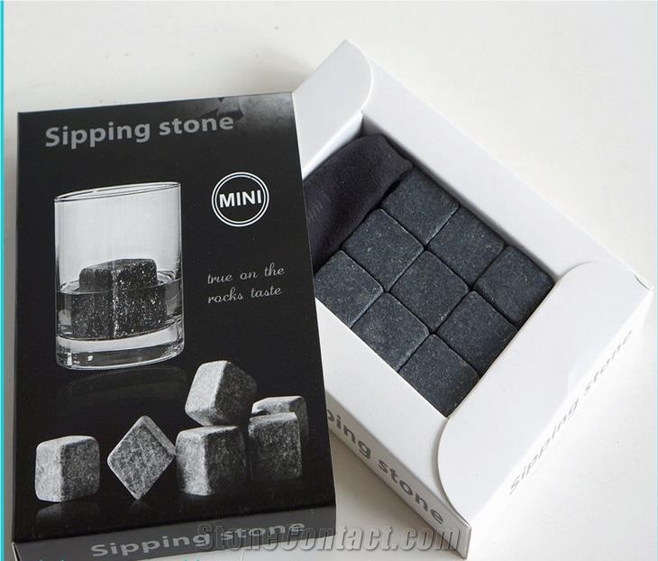 Grey Soapstone Sipping Rocks,Whiskey Stones