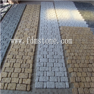 Hainan Grey Basalt Tumbled Cobblestone on Mesh / Paving Stone Interlocking