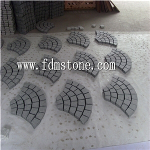 Hainan Grey Basalt Tumbled Cobblestone on Mesh / Paving Stone Interlocking