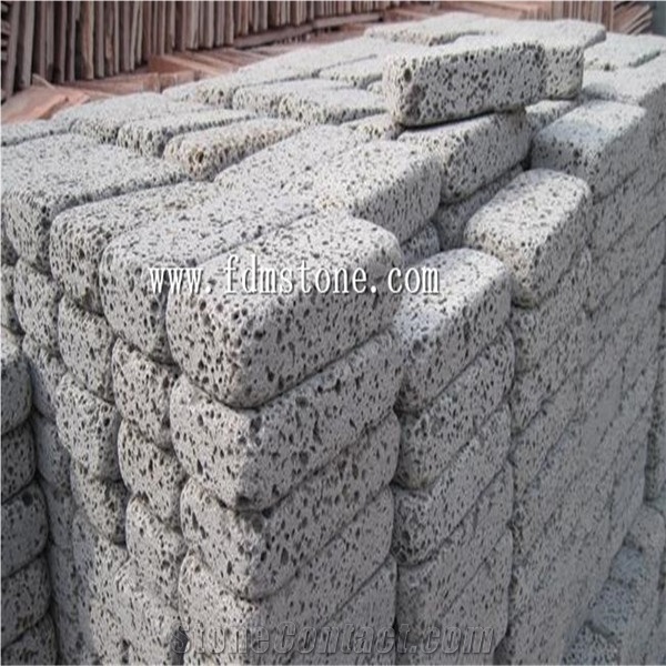 Hainan Lava Stone Crazy Paver,Flagstone on Mesh,Black Organic Stepper