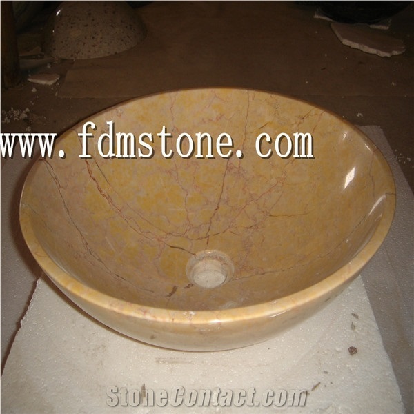 Honey Onyx Marble Round Wash Basin/Bowl Sinks for Bathroom, Honey Onyx Marble Sinks & Basin