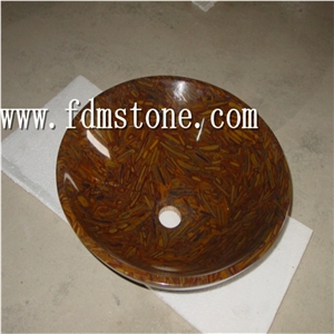 Honey Onyx Marble Round Wash Basin/Bowl Sinks for Bathroom, Honey Onyx Marble Sinks & Basin