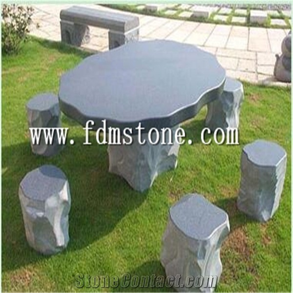 Indoor Stone Garden Table and Benches Carving Fruniture,Antiqued Style Granite Table