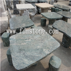 Indoor Stone Garden Table and Benches Carving Fruniture,Antiqued Style Granite Table