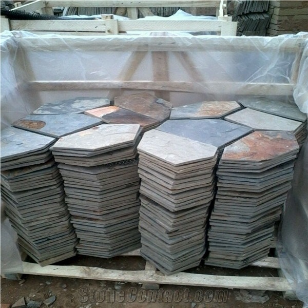 Irregular Natural Slate Driveway Paver Rust Slate Flagstone