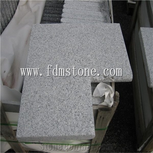 Light Grey White Diamond Granite Flamed Pool Coping Stone G603 Bianco Cristal Granite Bullnosed Pavers