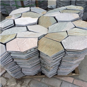 Meshed Slate Flagstone Paver,Crazy Slate,Slate Pavement,Irregular Garden Floor Flagstone Mat Mesh Stone Tile