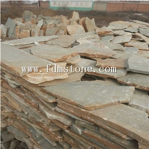 Multicolor Slate Patio Flagstone Flooring,Yellow Beige Slate Patio Pavers, Slate Paving Pattern for Landscaping Flooring Patio