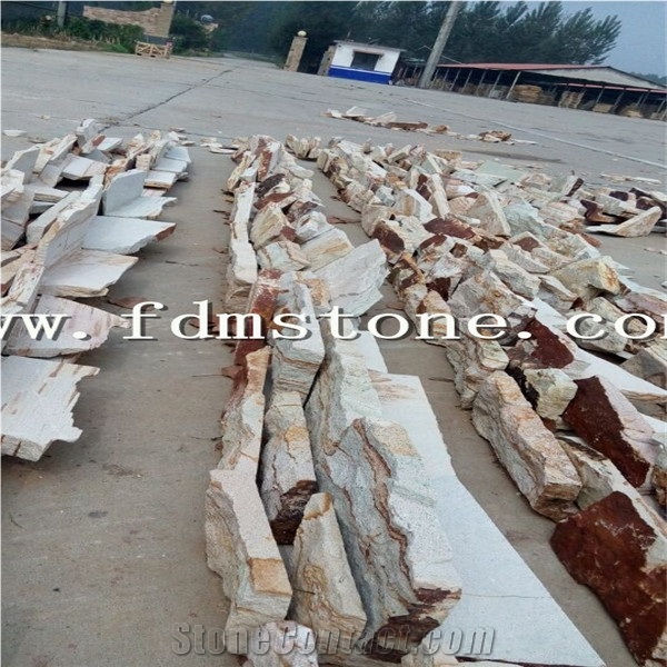 Multicolour Rusty Sandstone Wall Corner,Building Ornaments, Masonries Wall Panel,Stacked Cladding