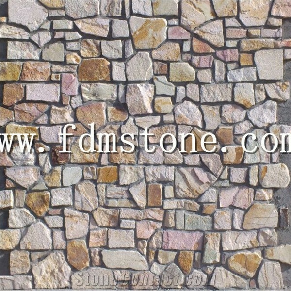Multicolour Rusty Sandstone Wall Corner,Building Ornaments, Masonries Wall Panel,Stacked Cladding
