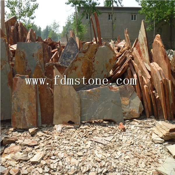 Mustang Yellow P014 Yellow Wood Beige Slate Flagstone,Meshed Paver Stone