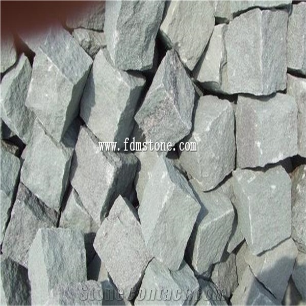 Natural Green Sandstone Cube Stone,Cobble Stone