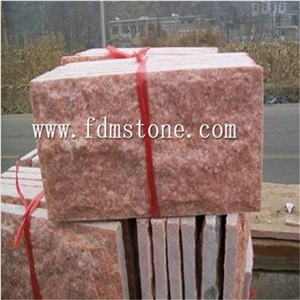 Natural Stone Top Quality Quartzite Paving Peach Red Rose Quartzite Split Face Mushroom Stone Tiles for Wall Cladding