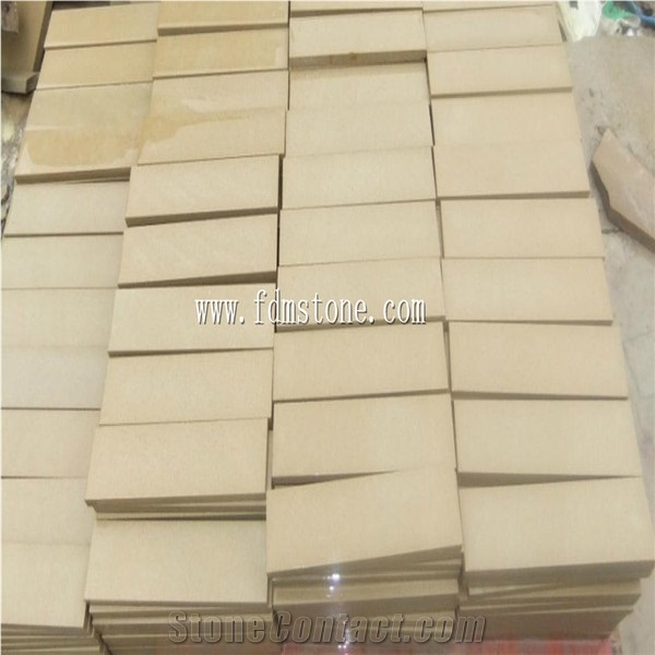Outdoor Stone Wall Tile with Yellow Beige Sandstone Mushroom Stone