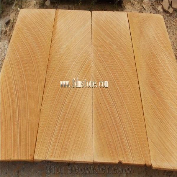 Outdoor Stone Wall Tile with Yellow Beige Sandstone Mushroom Stone