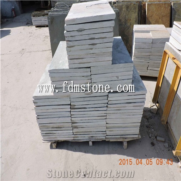 P014 Slate Tiles for Sale, Yellow Gold Slate Swimming Pool Deck Tiles