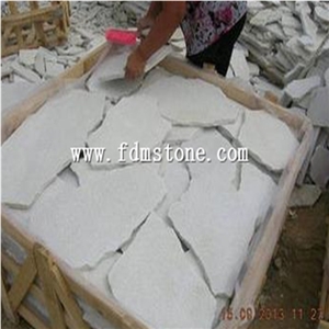 Random White Quartzite Crazy Flagstone Paving Stone,Exterior Garden Walkway Stone,Flagstone Garden Walkway, Natural White Marble Flagstone