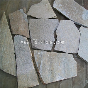 Random White Quartzite Crazy Flagstone Paving Stone,Exterior Garden Walkway Stone,Flagstone Garden Walkway, Natural White Marble Flagstone