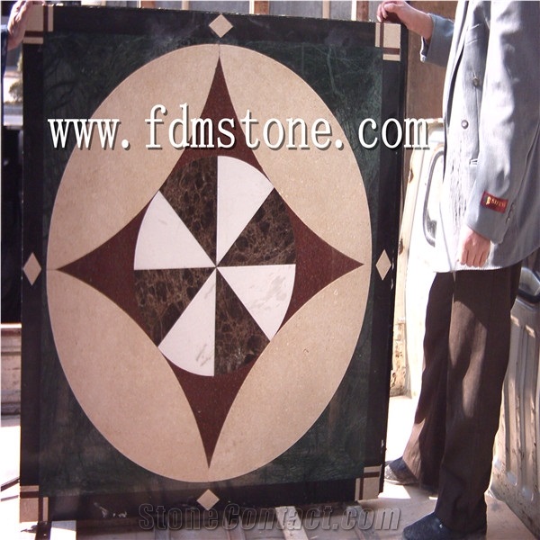Rectangle Marble Floor Medallions Patterns, Water Jet Marble Designs