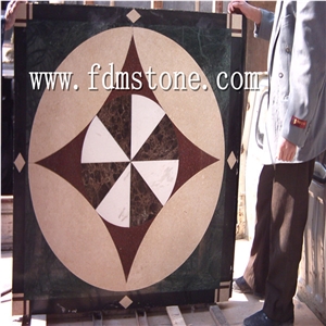 Rectangle Marble Floor Medallions Patterns, Water Jet Marble Designs