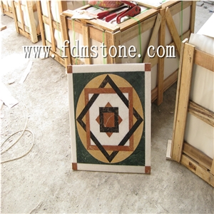 Rectangle Marble Floor Medallions Patterns, Water Jet Marble Designs