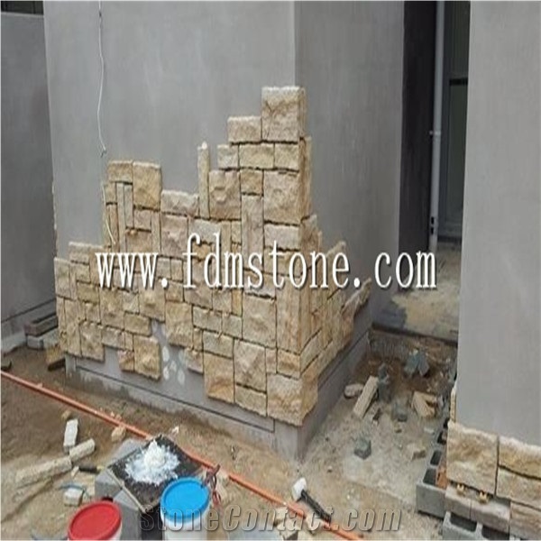 Rock Sandstone Wall Cladding, Debden Beige Sandstone Wall Cladding