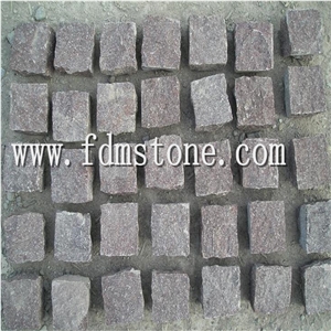Rouge Granit Red G666 Granite Paving Stone Tile,China Red Porphyry Cube Stone Paverment