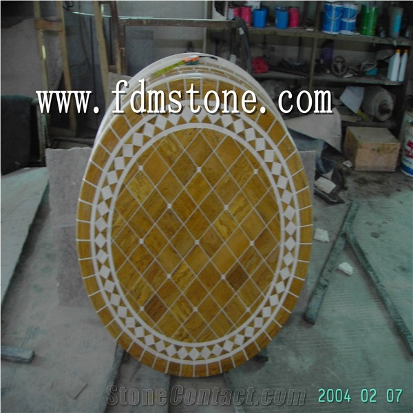 Round Flooring Pattern, Square Waterjet Medallion, Waterjet Medallions,Marble Medallion, Art Marble Flooring,Multicolor Mesh Mounted,Indoor Decoration