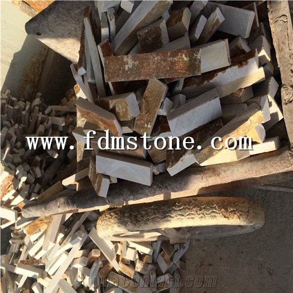 Rusty Slate Cultured Stone Corner,Ledge Stone Corner,Stacked Stone Corner, Flat,Wall Cladding Tile,Veneer Panel,Z Shape, Interlocked