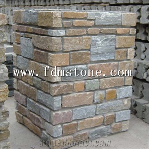Rusty Slate Cultured Stone Corner,Ledge Stone Corner,Stacked Stone Corner, Flat,Wall Cladding Tile,Veneer Panel,Z Shape, Interlocked