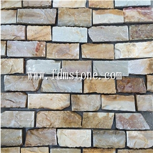 Sesame Yellow Slate Fieldstone,Sesame Yellow Slate Loose Strip Stone Veneer,Natural Slate Stacked Stone Veneer in Free Dimention