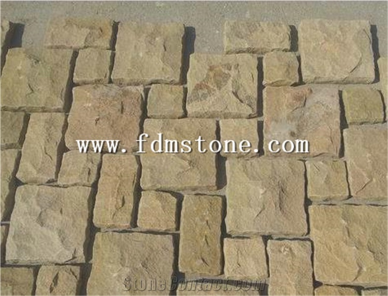 Shandong Red Sandstone Crazy Flagstone on Mesh,Irregular Shape Pavers
