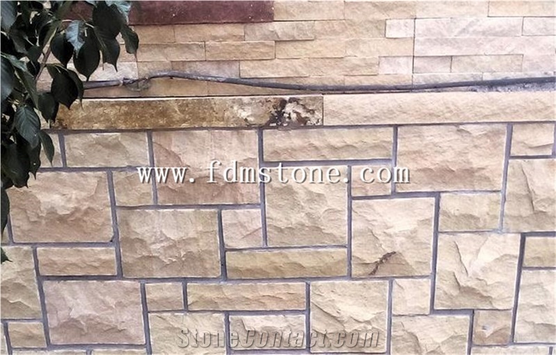 Shandong Red Sandstone Crazy Flagstone on Mesh,Irregular Shape Pavers