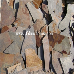 Slate Flake Yellow Slate Paving Stone ,Wall Paving,Road Paving,Random Slate Flagstone
