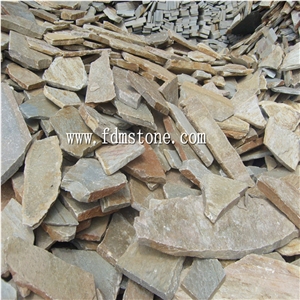 Slate Flake Yellow Slate Paving Stone ,Wall Paving,Road Paving,Random Slate Flagstone