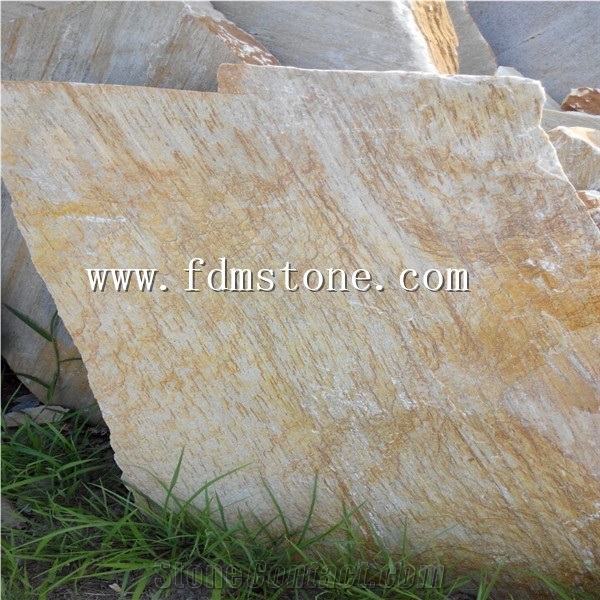 Slate Flake Yellow Slate Paving Stone ,Wall Paving,Road Paving,Random Slate Flagstone