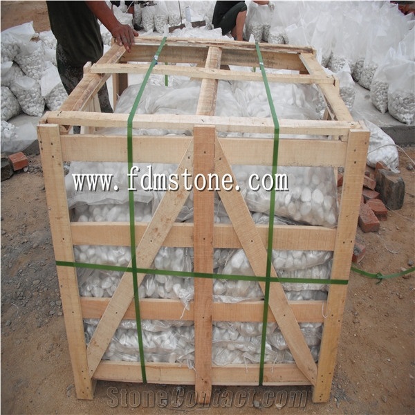 Snow White Pebble Stone, Snow White River Stone ,Snow White Flat Pebble ,Snow White Gravel,Snow White Polished Pebble Stone, Machine Customized Pebble Stone